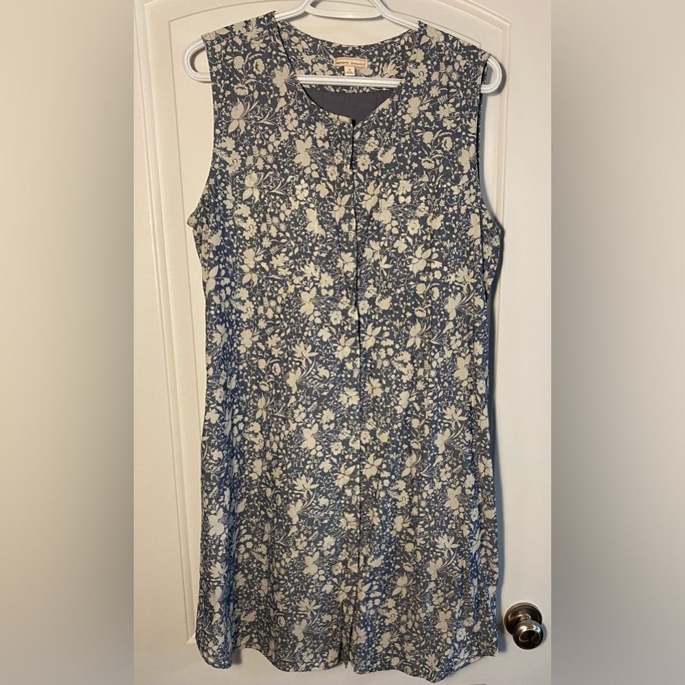 GAP Blue and White Floral Sleeveless Midi Dress